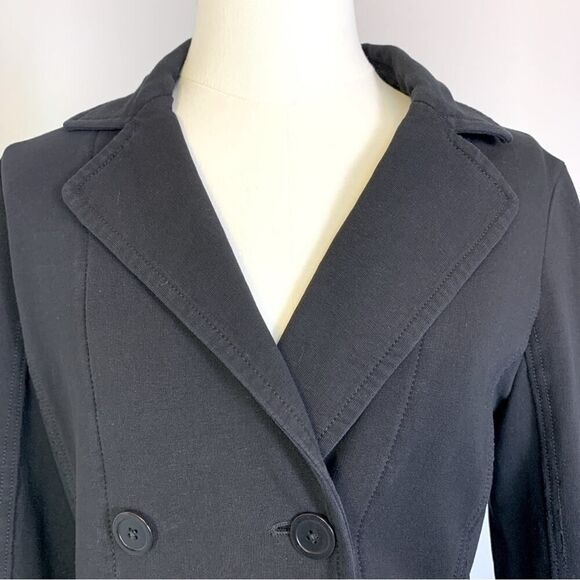 Eileen Fisher Women's Black Stretch Knit Double-Breasted Blazer Jacket Size XS - Picture 3 of 12
